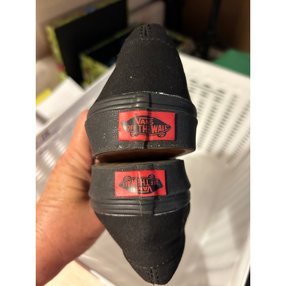 Vans Classic Slip-On Triple Black Canvas Skate Shoes Low Top Sneakers Mens 10.5